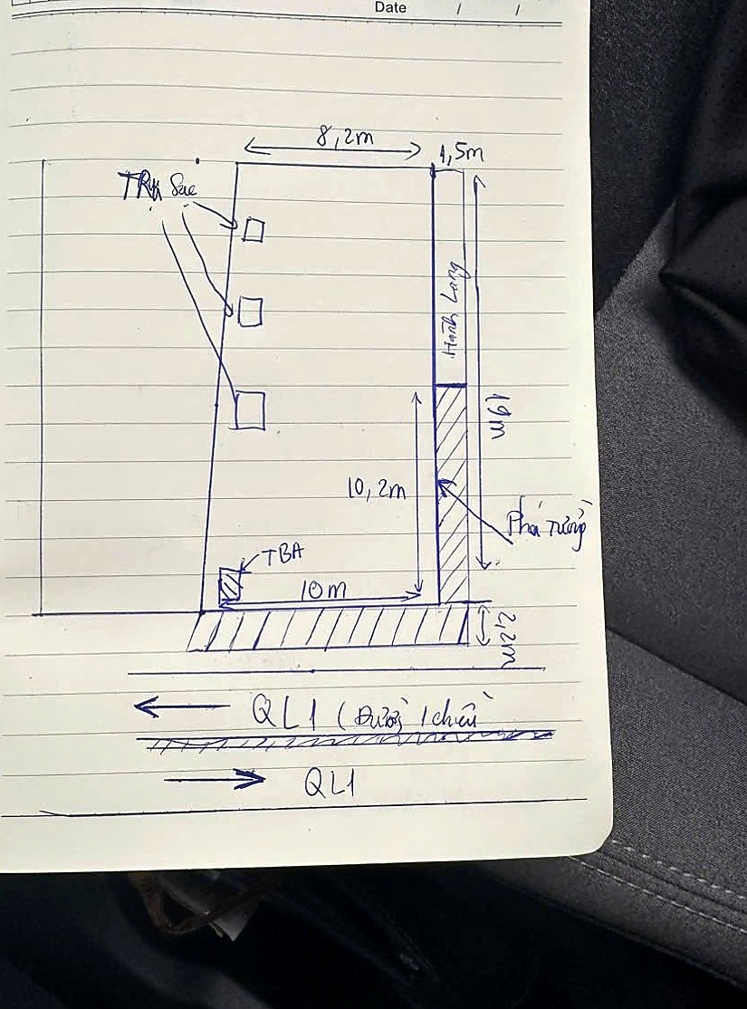 Bản vẽ tay minh họa vị trí TBA và trụ sạc